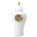 Regal White 24.5 Ginger Jar with Gilded Flower