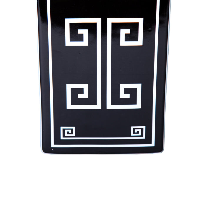 Beloved Rectangular Ceramic Decorative Jar with Black and White Geometric Design