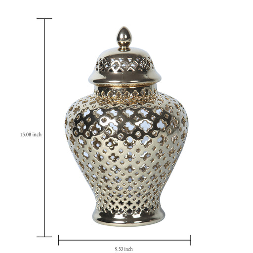 Beloved Gold Ceramic Ginger Jar with Decorative Design