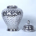 Beloved Silver Ceramic Ginger Jar with Decorative Design