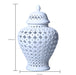 Beloved White Ceramic Ginger Jar Vase with Decorative Design and Removable Lid