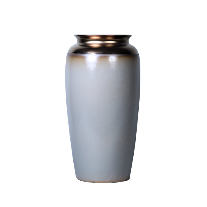 Beloved Smoke Ceramic Vase with Gold Accent