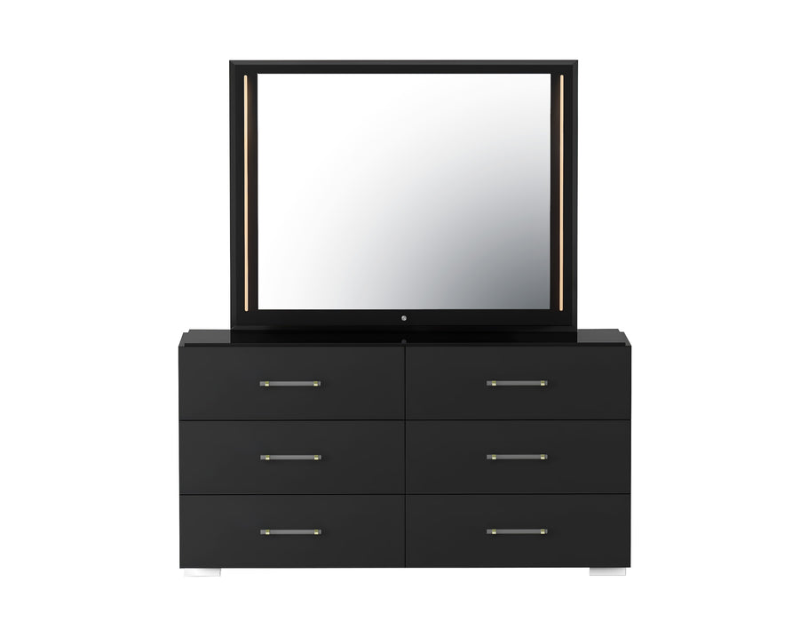 Modern 6-Drawer Gloss Black Bedroom Chest FLORENCE-DRS