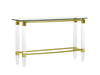 Rectangular Glass Sofa Table w/ Acrylic Legs & Gold Plated Frame 4038-ST-GLD