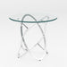 Contemporary 24" Round Glass Lamp Table w/ Multi Ring Base 4036-LT