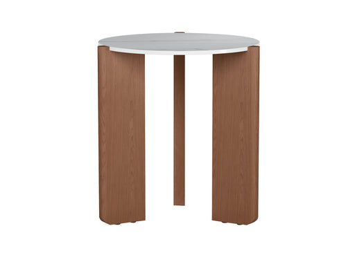 Marbleized Sintered Stone Top Lamp Table w/ Wooden Base ELISSA-LT
