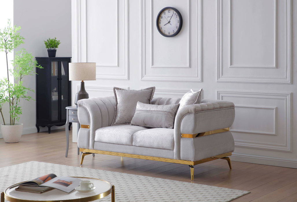 Glory Furniture Eaton Loveseat - Shiny Silver