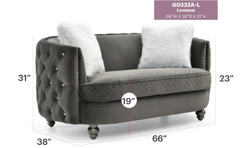 Glory Furniture Apollo G0332A-L Loveseat , GrayG0332A-L