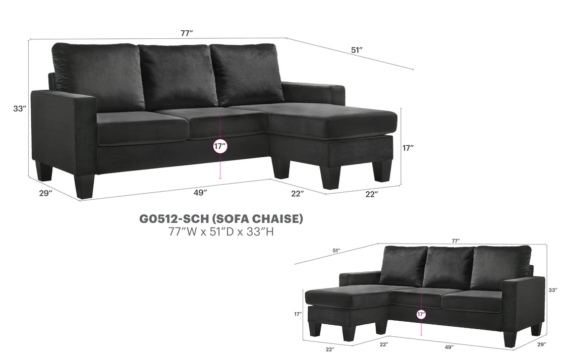 Glory Furniture Jessica G0511-4 SCH Sofa Chaise 