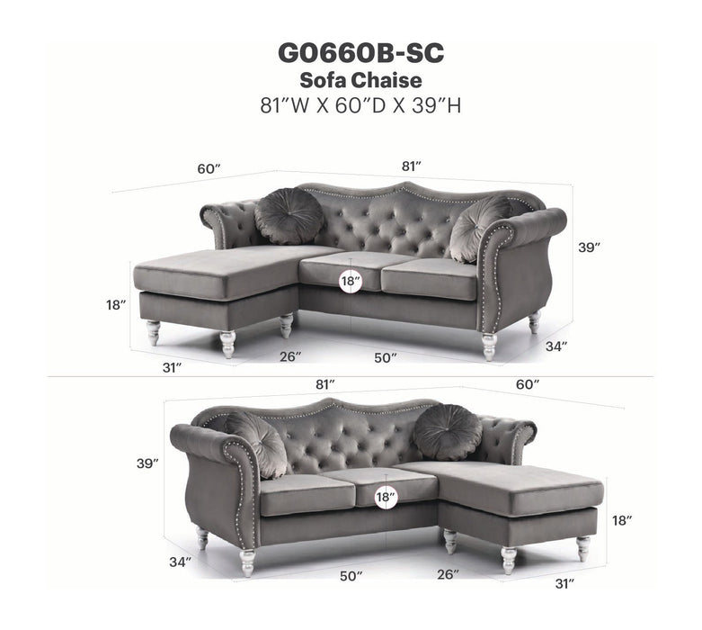 Glory Furniture Hollywood Sofa Chaise