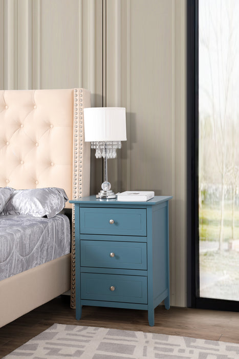 Glory Furniture Daniel G1316-N-80 3 Drawer Nightstand , Teal G1316-N-80