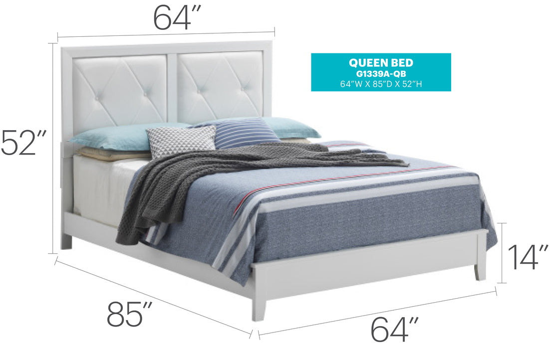 Glory Furniture Primo G1339A-QB Queen Bed , White G1339A-QB