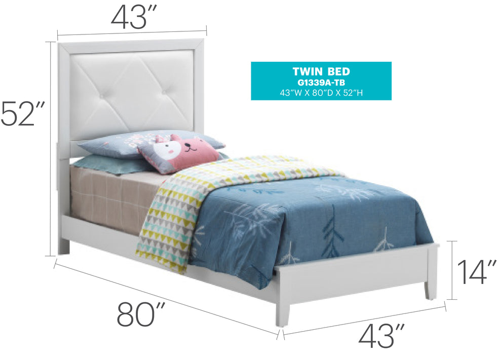 Glory Furniture Primo G1339A-TB Twin Bed , White G1339A-TB