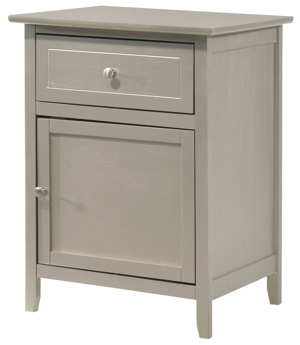 Glory Furniture Izzy G1403-N 1 Drawer /1 Door Nightstand , Silver Champagne G1403-N