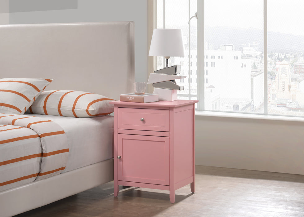 Glory Furniture Izzy G1404-N 1 Drawer /1 Door Nightstand , Pink G1404-N