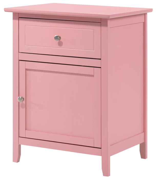 Glory Furniture Izzy G1404-N 1 Drawer /1 Door Nightstand , Pink G1404-N