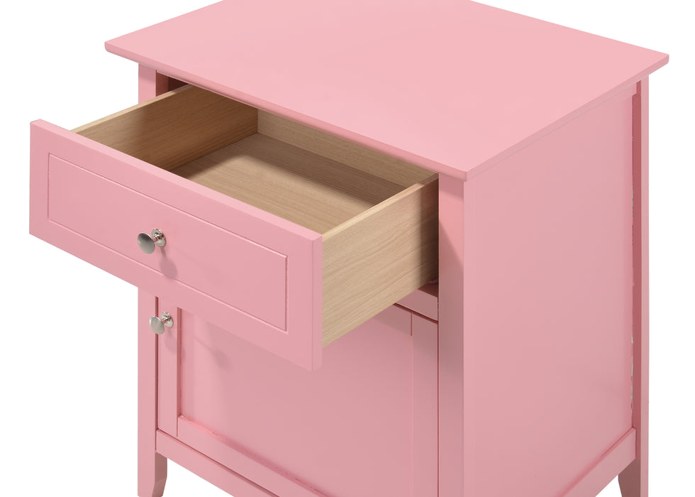 Glory Furniture Izzy G1404-N 1 Drawer /1 Door Nightstand , Pink G1404-N