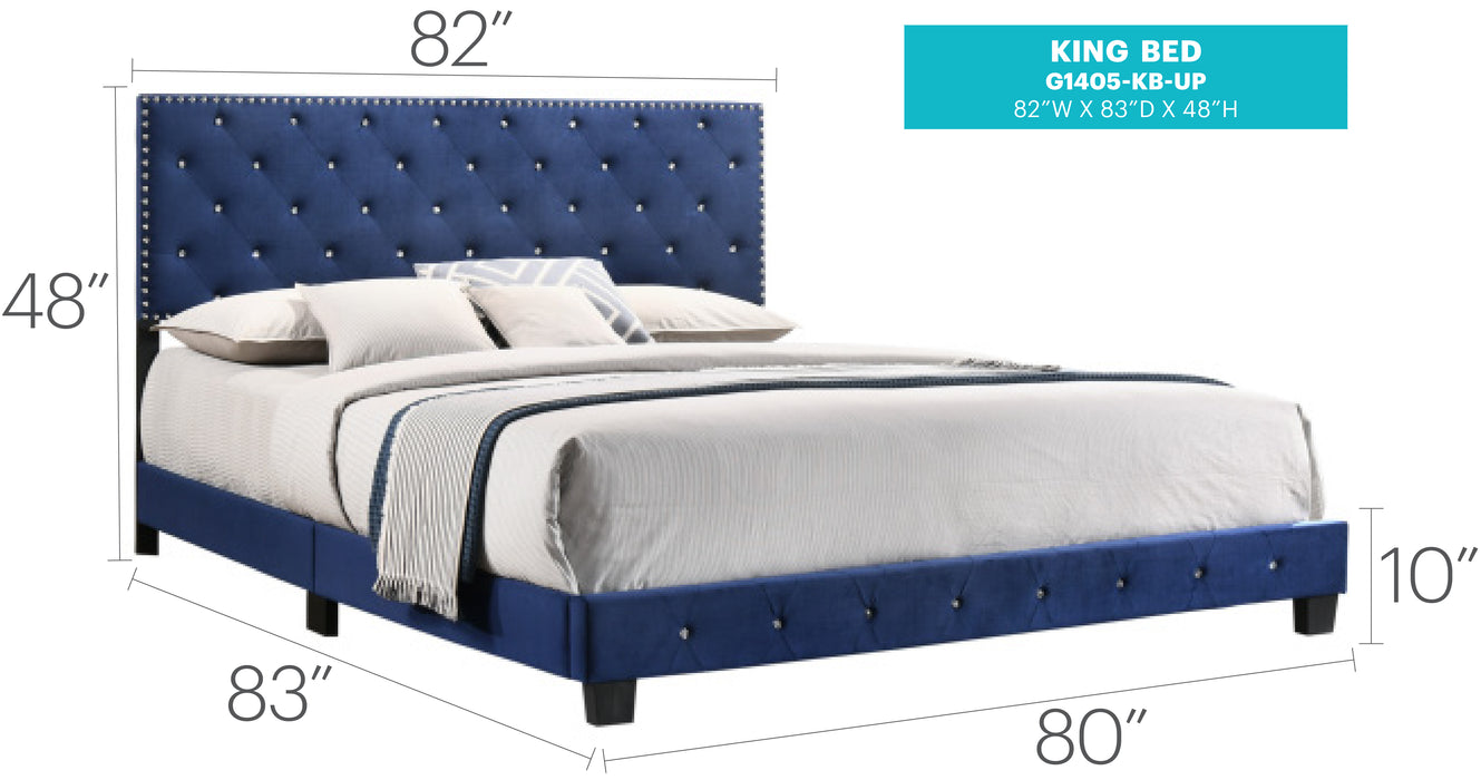 Glory Furniture Suffolk G1405-UP Bed Navy Blue