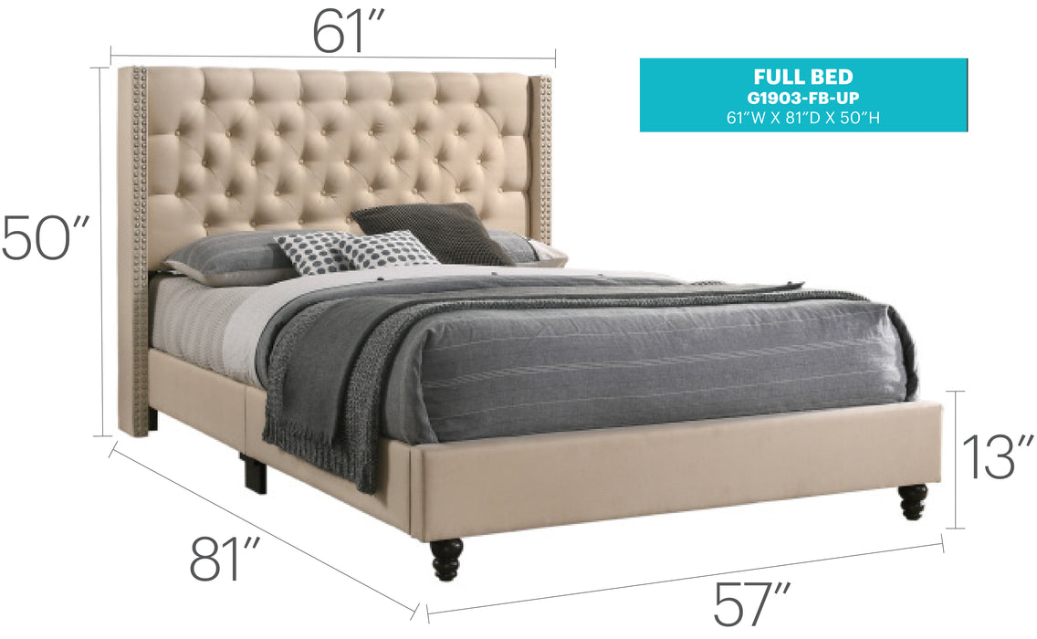 Glory Furniture Julie G1903-UP UpholsteRed Bed Beige