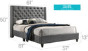 Glory Furniture Julie G1904-UP UpholsteRed Bed Gray