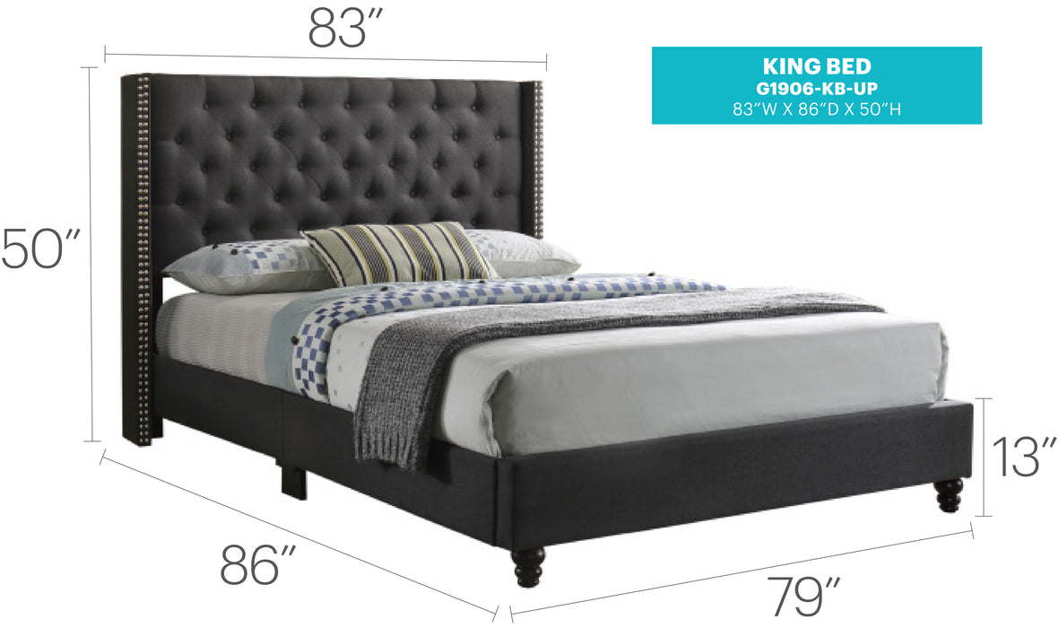 Glory Furniture Julie G1906-UP UpholsteRed Bed Black 