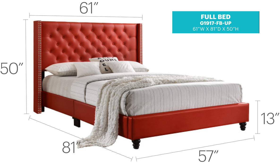 Glory Furniture Julie G1917-UP UpholsteRed Bed Red