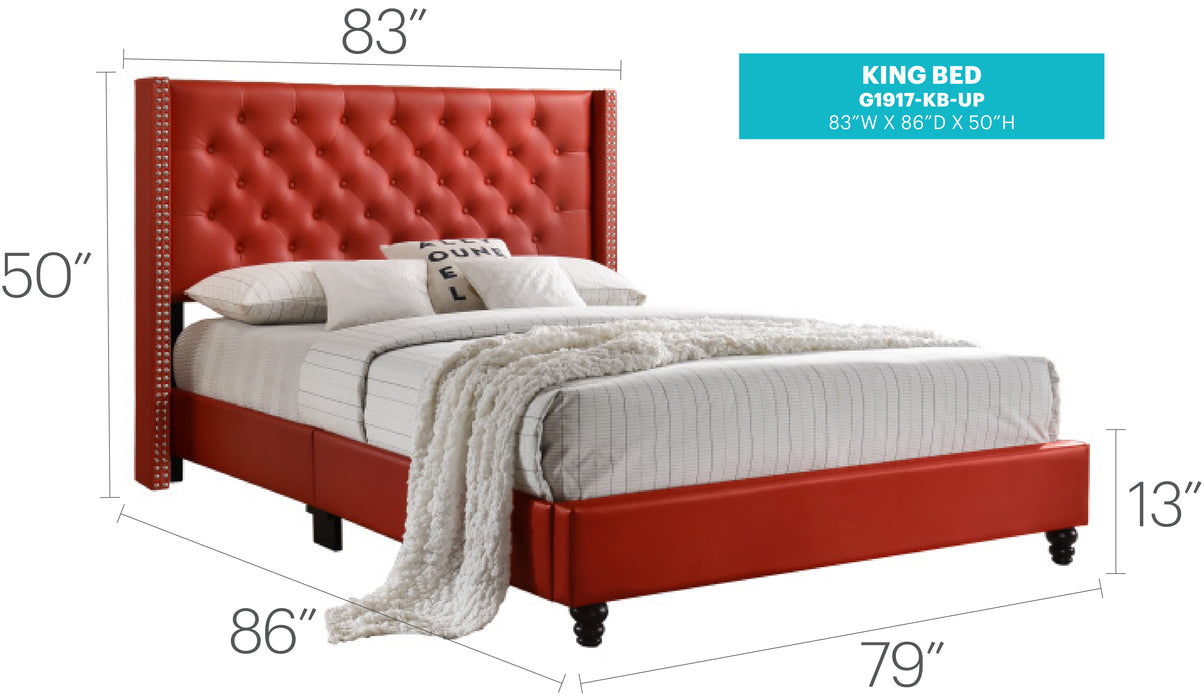 Glory Furniture Julie G1917-UP UpholsteRed Bed Red