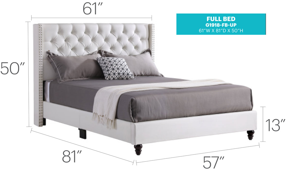 Glory Furniture Julie G1918-UP UpholsteRed Bed White 