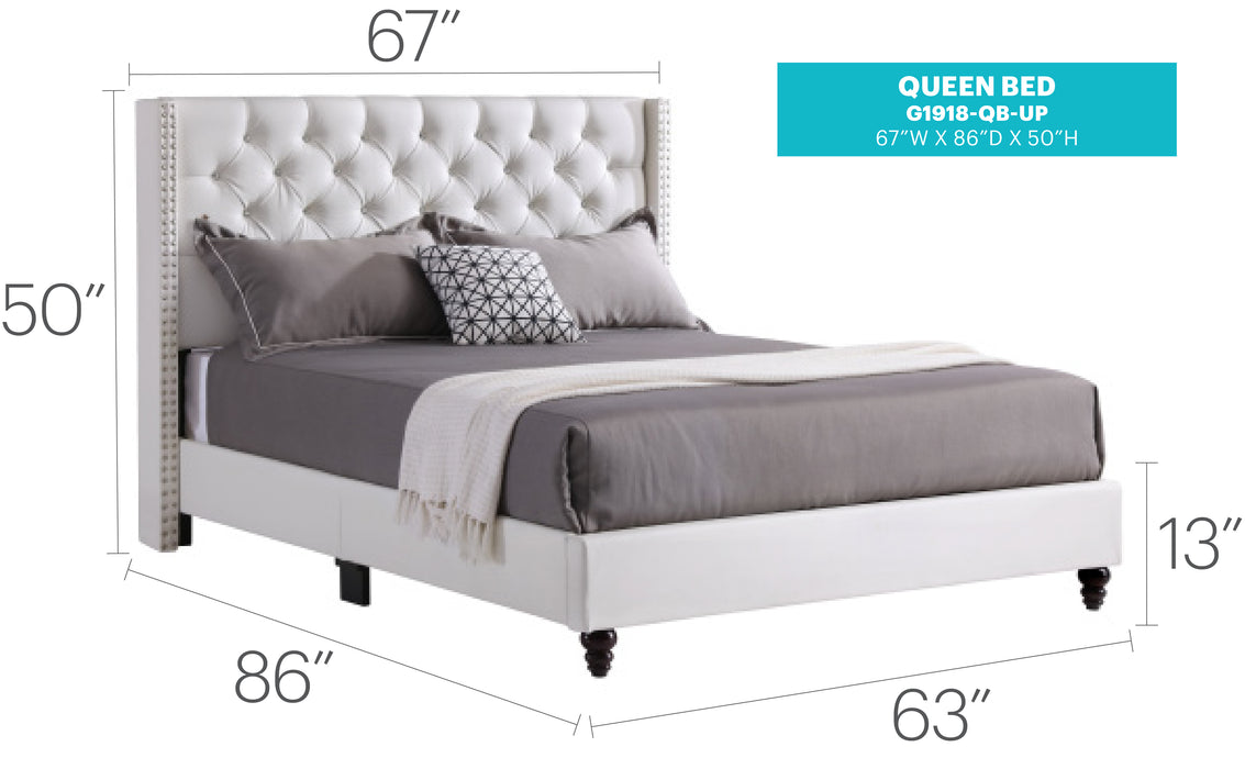 Glory Furniture Julie G1918-UP UpholsteRed Bed White 