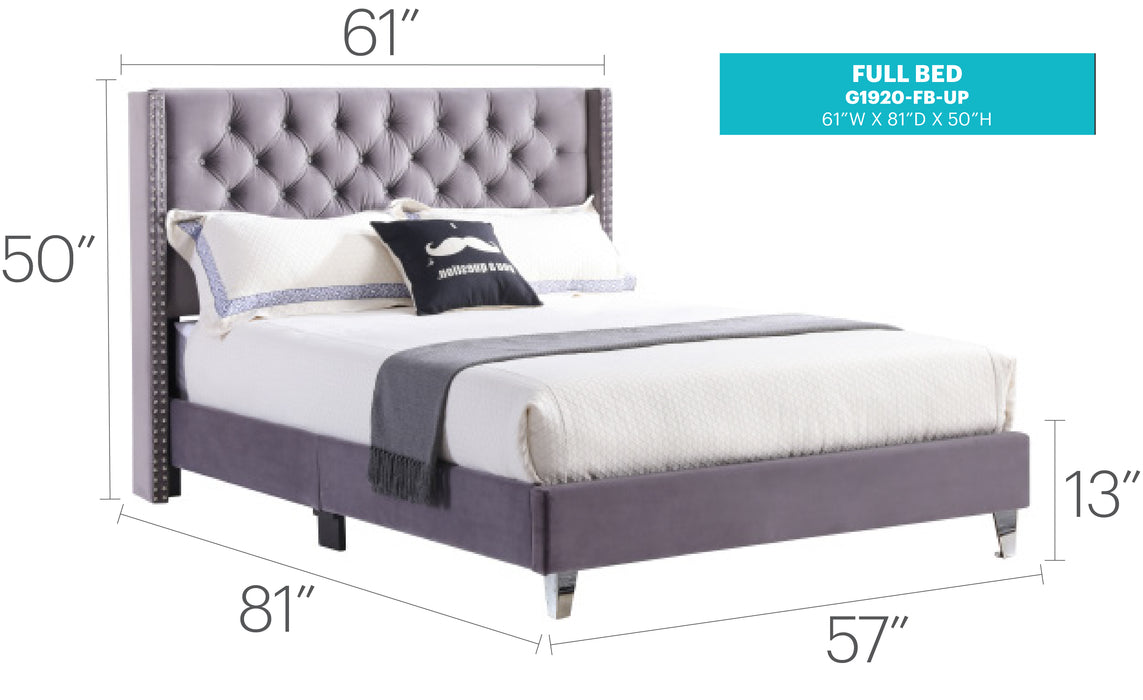 Glory Furniture Julie G1920-UP UpholsteRed Bed Gray