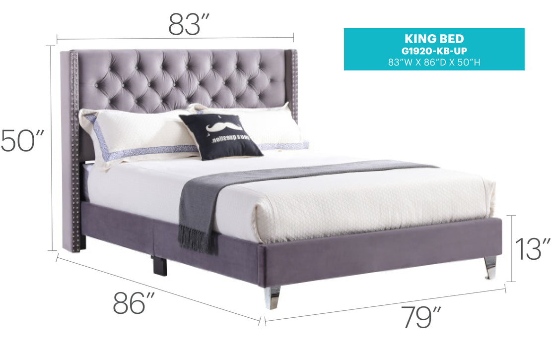 Glory Furniture Julie G1920-UP UpholsteRed Bed Gray