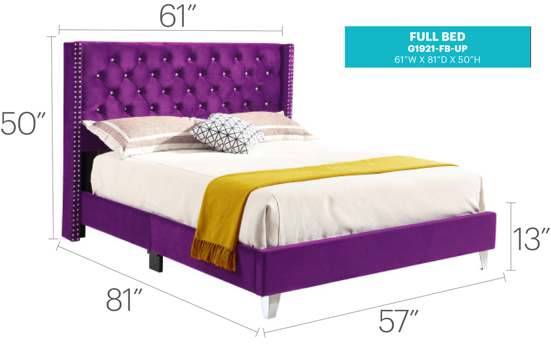 Glory Furniture Julie G1921-UP  UpholsteRed Bed Purple