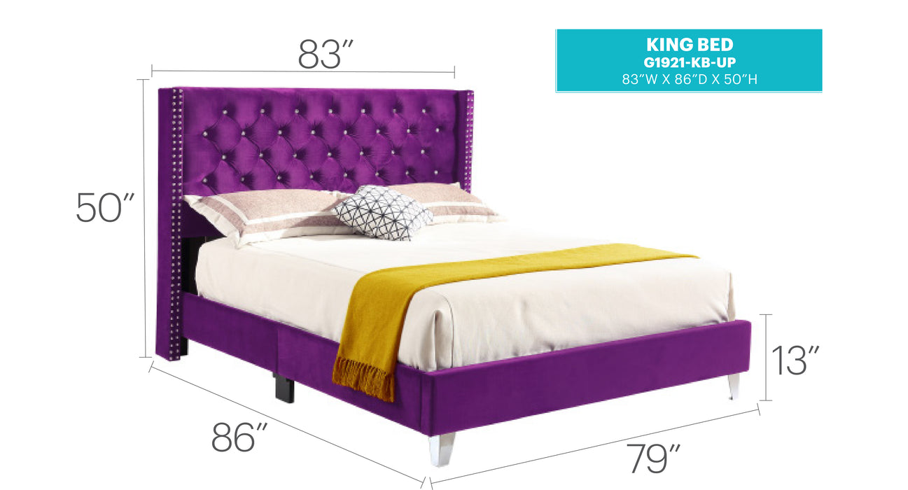 Glory Furniture Julie G1921-UP  UpholsteRed Bed Purple