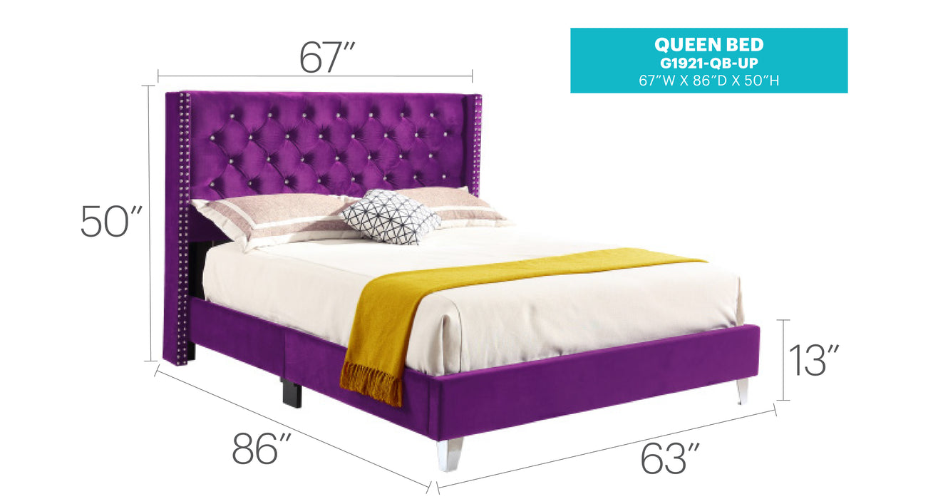 Glory Furniture Julie G1921-UP  UpholsteRed Bed Purple