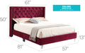 Glory Furniture Julie G1922-UP UpholsteRed Bed Cherry