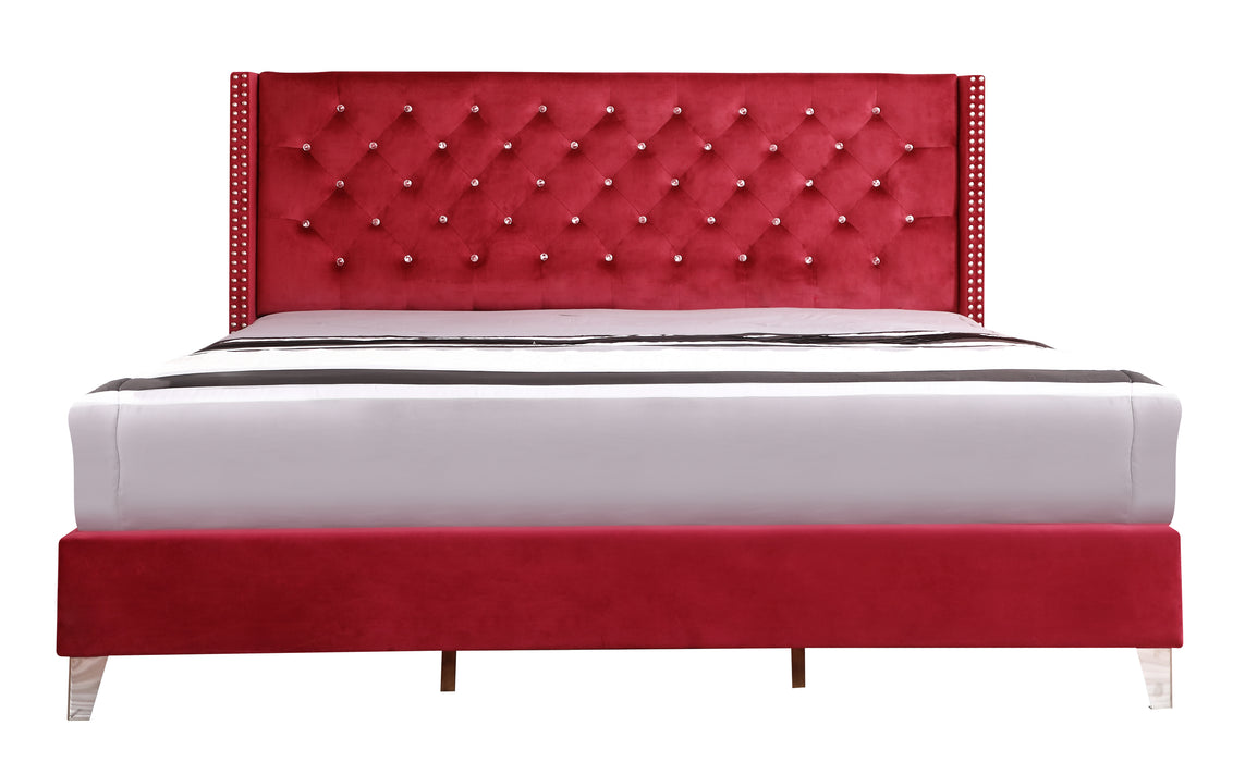 Glory Furniture Julie G1922-UP UpholsteRed Bed Cherry