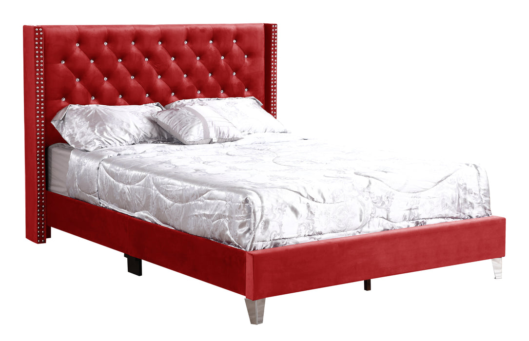 Glory Furniture Julie G1922-UP UpholsteRed Bed Cherry