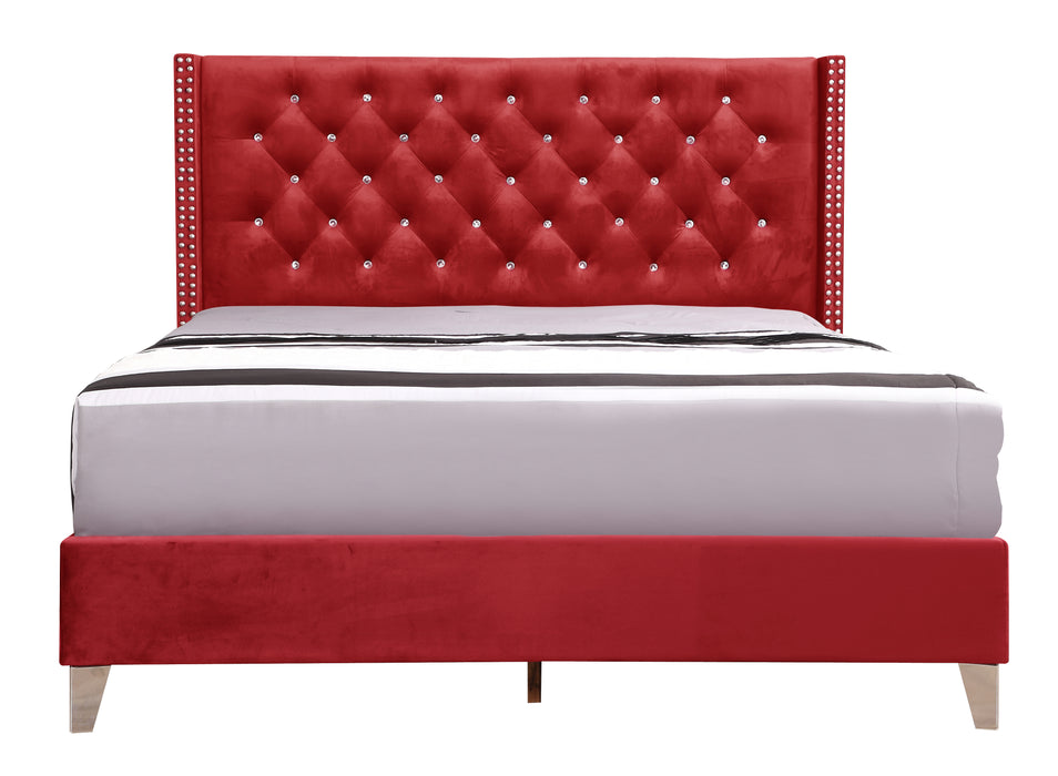 Glory Furniture Julie G1922-UP UpholsteRed Bed Cherry