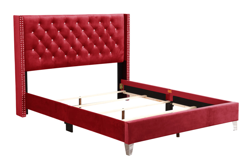 Glory Furniture Julie G1922-UP UpholsteRed Bed Cherry