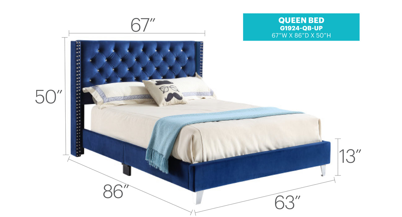 Glory Furniture Julie G1924-UP UpholsteRed Bed Navy Blue