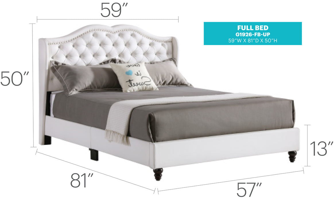 Glory Furniture Joy G1926-UP UpholsteRed Bed White