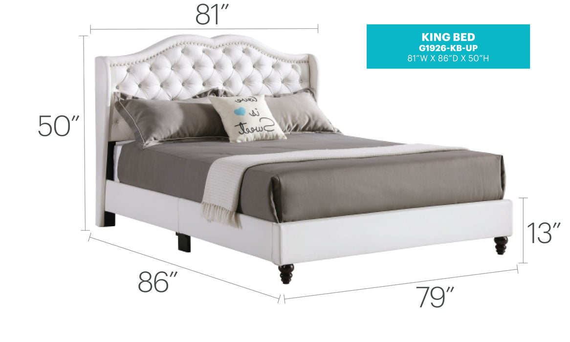 Glory Furniture Joy G1926-UP UpholsteRed Bed White