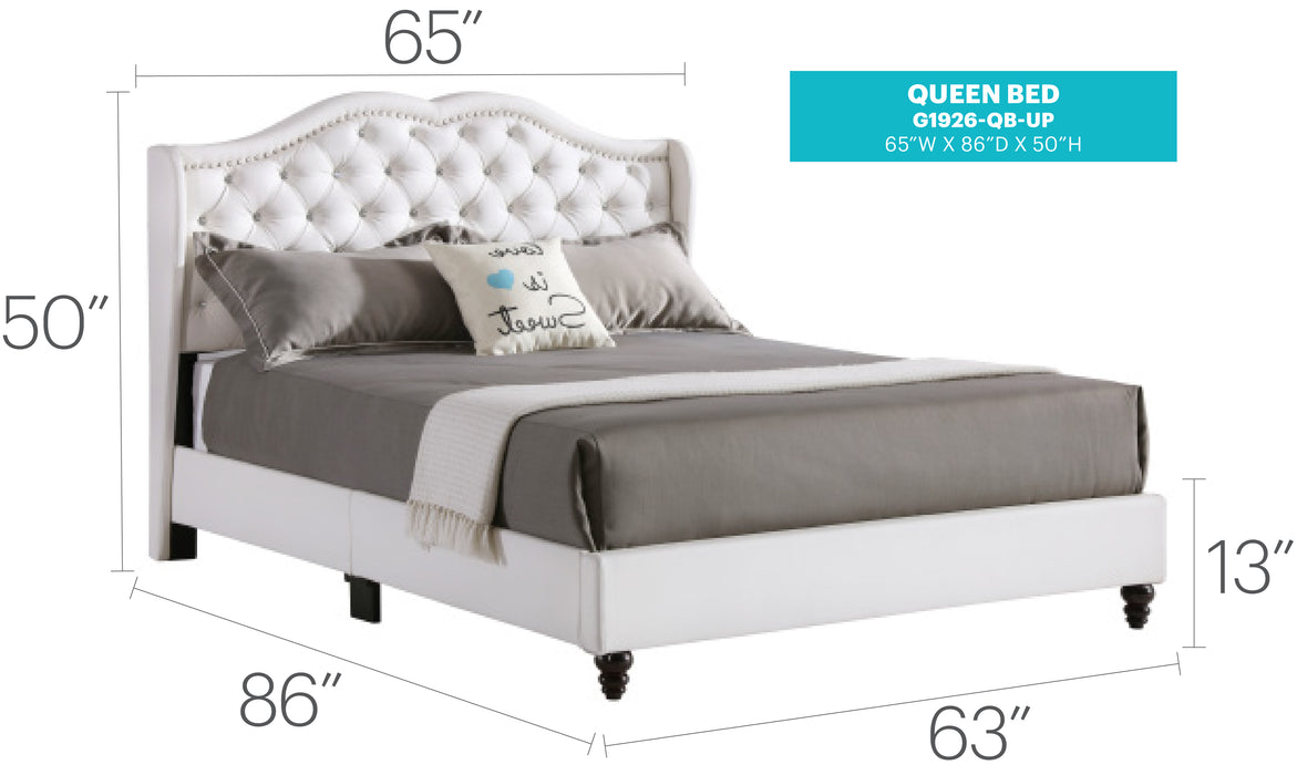 Glory Furniture Joy G1926-UP UpholsteRed Bed White