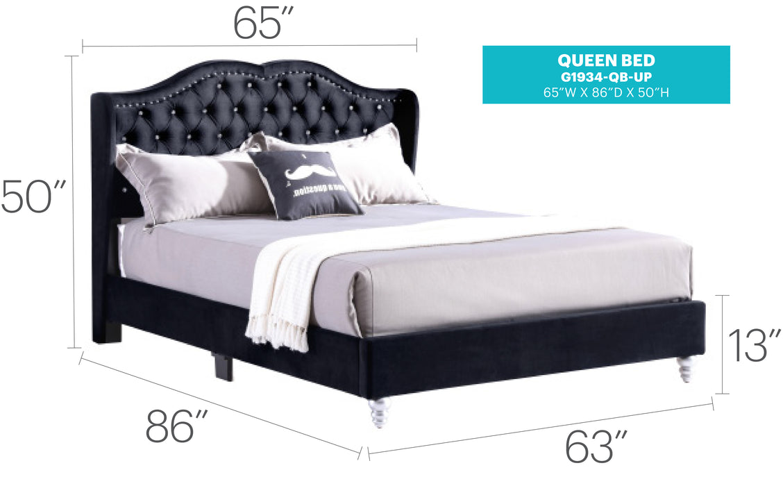 Glory Furniture Joy G1934-UP UpholsteRed Bed Black