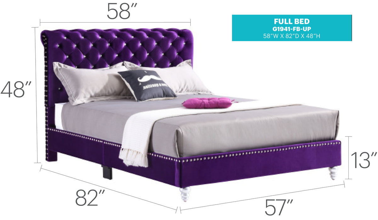 Glory Furniture Maxx G1941-UP Tufted UpholsteRed Bed Purple 