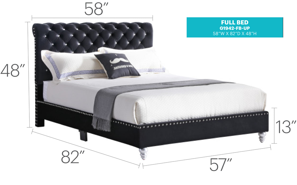 Glory Furniture Maxx G1942-UP Tufted UpholsteRed Bed , Black 