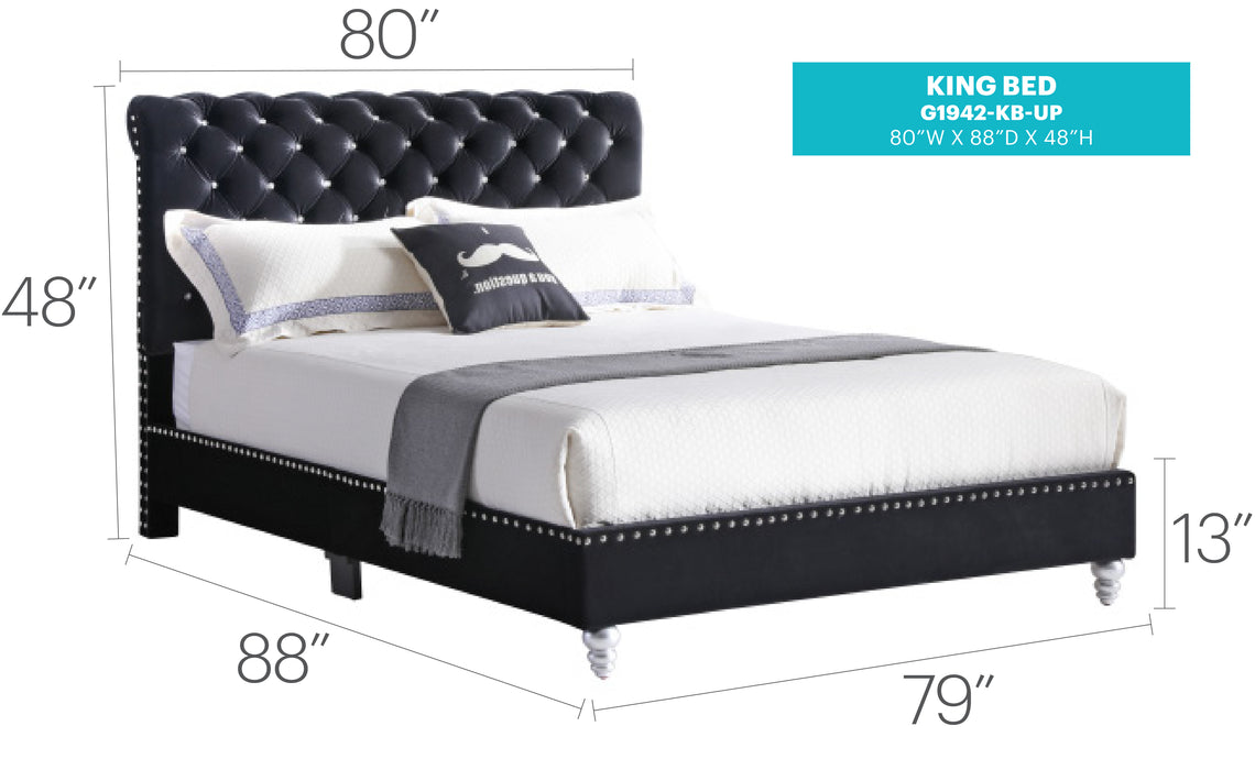 Glory Furniture Maxx G1942-UP Tufted UpholsteRed Bed , Black 