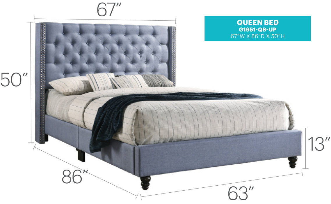 Glory Furniture Julie G1951-UP Full UpholsteRed Bed Blue 