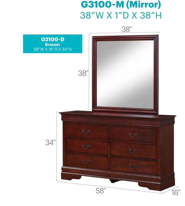 Glory Furniture LouisPhillipe G2100-D Dresser , Cherry G2100-D