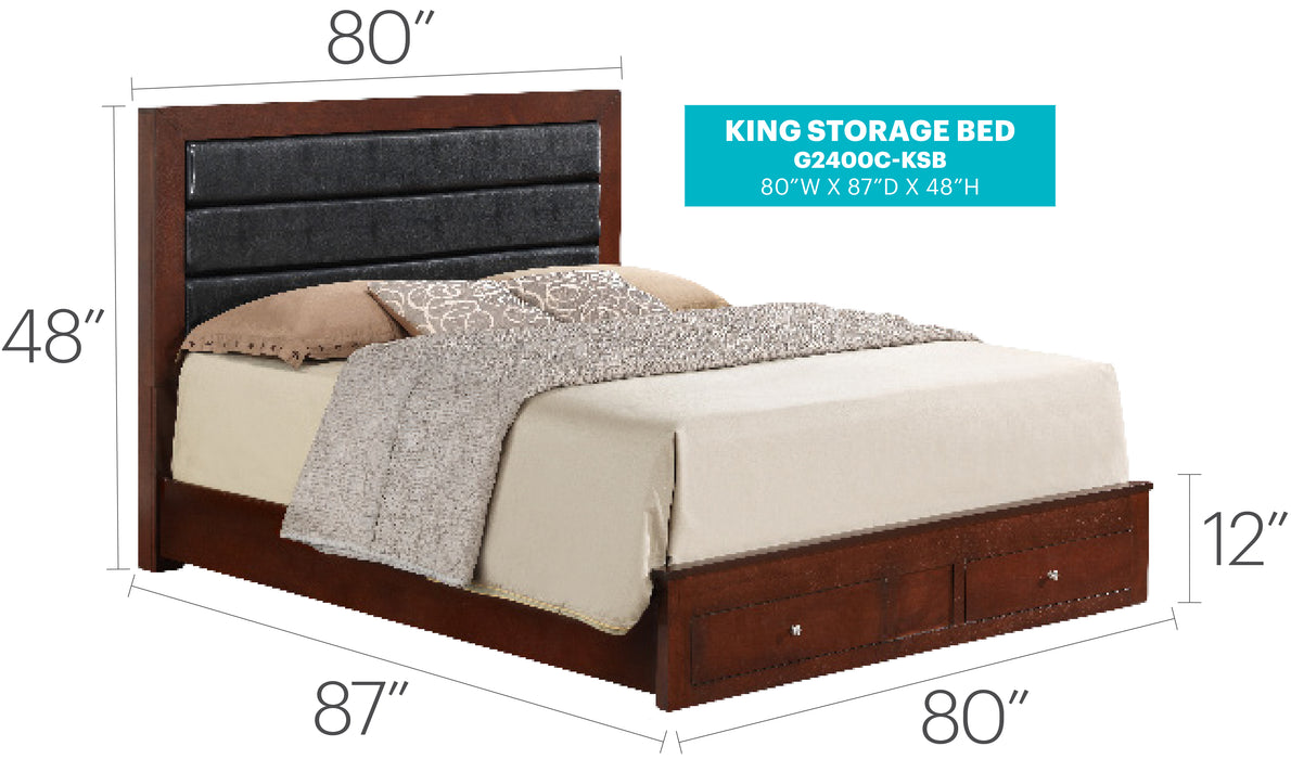 Glory Furniture Burlington G2400C-KSB King Storage Bed ( 4 Boxes) , Cherry G2400C-KSB